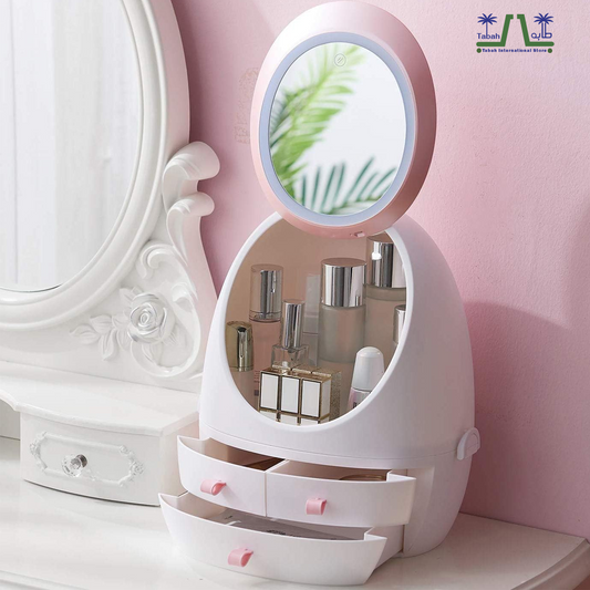 Oval Mirror Cosmetic Storage Organizer